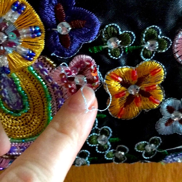 Gorgeous black satin mini bag purse beads sequins - Picture 4 of 5